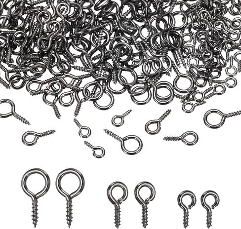 PATIKIL Screw Eye Pins Set, 600Pcs 3 Size Metal Threaded Small Eye Pin Clasp Hooks Mini Hoop Peg Self Tapping Screw for Jewelry Making DIY Art Crafts Bead Charms, Red Copper Color/Bronze in Saudi Arabia