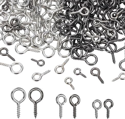 PATIKIL Screw Eye Pins Set, 600Pcs 3 Size Metal Threaded Small Eye Pin Clasp Hooks Mini Hoop Peg Self Tapping Screw for Jewelry Making DIY Art Crafts Bead Charms, Red Copper Color/Bronze in Saudi Arabia