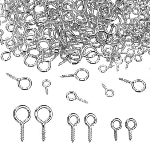PATIKIL Screw Eye Pins Set, 600Pcs 3 Size Metal Threaded Small Eye Pin Clasp Hooks Mini Hoop Peg Self Tapping Screw for Jewelry Making DIY Art Crafts Bead Charms, Red Copper Color/Bronze in Saudi Arabia