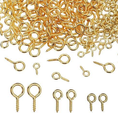 PATIKIL Screw Eye Pins Set, 600Pcs 3 Size Metal Threaded Small Eye Pin Clasp Hooks Mini Hoop Peg Self Tapping Screw for Jewelry Making DIY Art Crafts Bead Charms, Red Copper Color/Bronze in Saudi Arabia