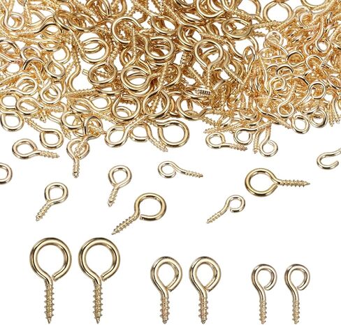PATIKIL Screw Eye Pins Set, 600Pcs 3 Size Metal Threaded Small Eye Pin Clasp Hooks Mini Hoop Peg Self Tapping Screw for Jewelry Making DIY Art Crafts Bead Charms, Red Copper Color/Bronze in Saudi Arabia