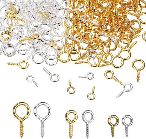 PATIKIL Screw Eye Pins Set, 600Pcs 3 Size Metal Threaded Small Eye Pin Clasp Hooks Mini Hoop Peg Self Tapping Screw for Jewelry Making DIY Art Crafts Bead Charms, Red Copper Color/Bronze in Saudi Arabia