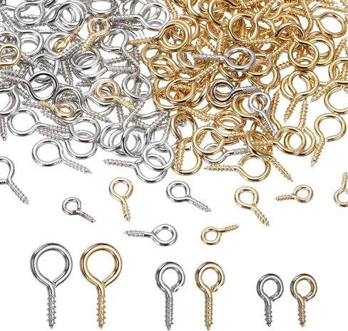 PATIKIL Screw Eye Pins Set, 600Pcs 3 Size Metal Threaded Small Eye Pin Clasp Hooks Mini Hoop Peg Self Tapping Screw for Jewelry Making DIY Art Crafts Bead Charms, Red Copper Color/Bronze in Saudi Arabia