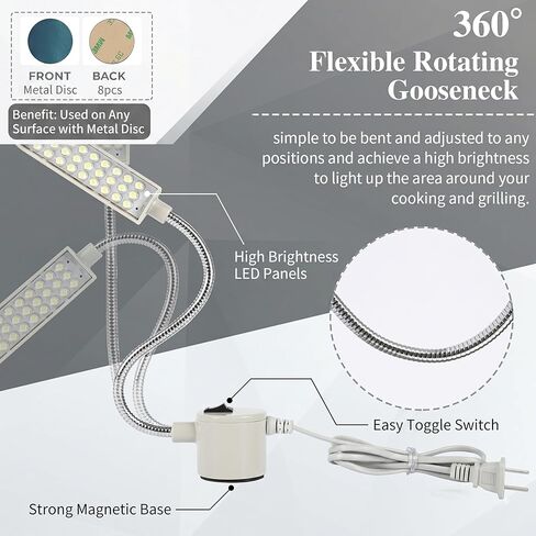 4 Pcs Sewing Machine Light with 30 LEDs - Multifunctional 3W Magnetic Gooseneck Arm Work Light with Base for Lathe, Drill Press, Workbench(EU Plug) in Kuwait