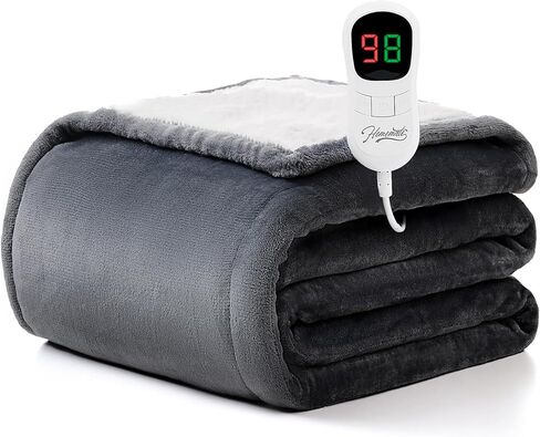 Homemate Heated Blanket Electric Throw - 50"x60" Heating Blanket Throw 1/2/4/6/8 Hours Auto-Off 10 Heat Level Over-Heat Protection Flannel Sherpa ETL Certification in Kuwait