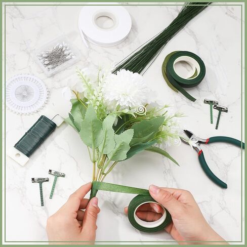 Hoemwarm Boutonniere Pin Kit Corsage Making Supplies Set Includes Pins Floral Wire Tape Cutters White Ribbon Metal Clips for Wedding Prom Party DIY Craft Arrangements in Kuwait