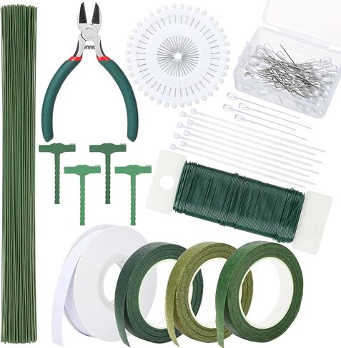 Hoemwarm Boutonniere Pin Kit Corsage Making Supplies Set Includes Pins Floral Wire Tape Cutters White Ribbon Metal Clips for Wedding Prom Party DIY Craft Arrangements in Kuwait