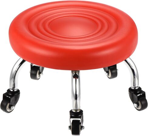 PATIKIL Low Rolling Stool with Wheels PU Leather Low Roller Seat Chair for Home Office Garage Shop, Blue in Kuwait
