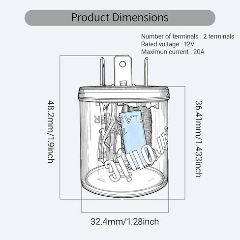 2‑Pack 12V Waterproof LED Flasher Relay, 3‑Pin Transparent Round Housing Turn Signal Relay, Universal for Automotive Signal Lights in Kuwait