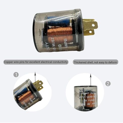 2‑Pack 12V Waterproof LED Flasher Relay, 3‑Pin Transparent Round Housing Turn Signal Relay, Universal for Automotive Signal Lights in Kuwait