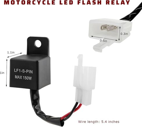 Motorcycle LED Flasher Relay for Turn Signal, 12V 2 Pin LF1-S-PIN LED Blinkers Relays with Wires, Plug and Play Electronic Flasher Relay for Bikes Motorcycles Scooters in Kuwait