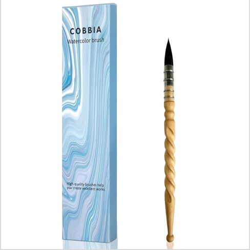 Ergonomic Watercolor Brush,Squirrel Hair Round Paintbrush with Segmented Beaded & Spiral Wood Handle, Anti-Fatigue Grip Professional Artist Paint Brushes for Watercolor Painting in Kuwait