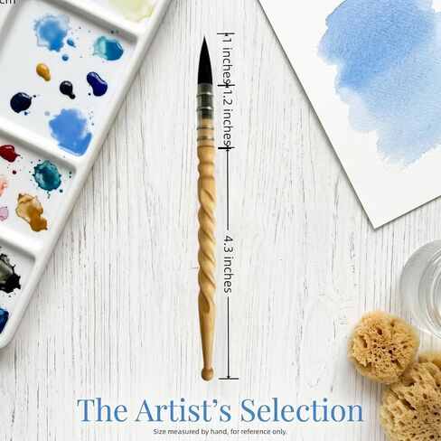 Ergonomic Watercolor Brush,Squirrel Hair Round Paintbrush with Segmented Beaded & Spiral Wood Handle, Anti-Fatigue Grip Professional Artist Paint Brushes for Watercolor Painting in Kuwait