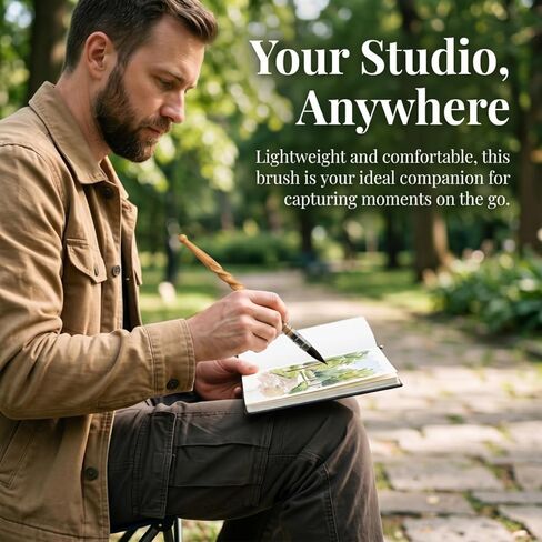 Ergonomic Watercolor Brush,Squirrel Hair Round Paintbrush with Segmented Beaded & Spiral Wood Handle, Anti-Fatigue Grip Professional Artist Paint Brushes for Watercolor Painting in Kuwait