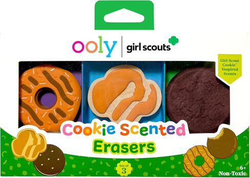 مجموعة ممحاة معطرة بسكويت من OOLY x Girl Scouts مكونة من 3 قطع - للأطفال، 2 ممحاة ألغاز، للأعمار من 3 سنوات فما فوق in Saudi Arabia