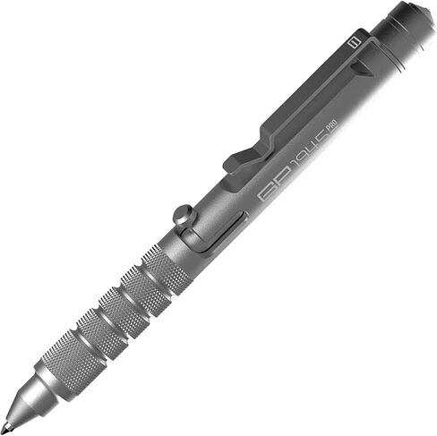 GPCA - GP 1945 Bolt Action Pen PRO، قلم EDC متعدد الأدوات مع صافرة إنقاذ وكسارة زجاجية، معدات النجاة للتخييم ورحلة الطريق، ألومنيوم، أسود داكن in Kuwait