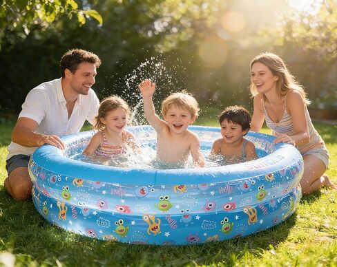 Kids Splash Pool Inflatable 74" Rectangular, Large BPA-Free PVC Kiddie Pool with Drain Plug for Ages 3-12 in Saudi Arabia