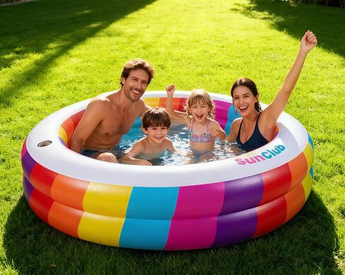 Kids Splash Pool Inflatable 74" Rectangular, Large BPA-Free PVC Kiddie Pool with Drain Plug for Ages 3-12 in Saudi Arabia