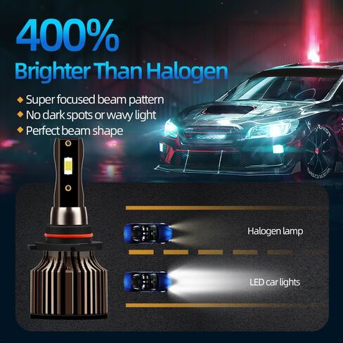 Compatible For Hyundai Elantra GT 2019 2020 High Low Beam Light Bulbs, 30000LM 400% Brightness 6000K White With Cooling Fan, Plug and Play, Pack of 4 in Kuwait