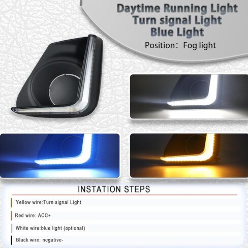Switchback الأبيض والعنبر LED المصد الأمامي ضوء الضباب DRL الكهرمان ميزة ضوء إشارة الانعطاف المتسلسل المتوافقة مع Toyota Corolla 2011-2013، استبدل مصباح الضباب OEM، 81210-06071، 81220-06071 in Kuwait