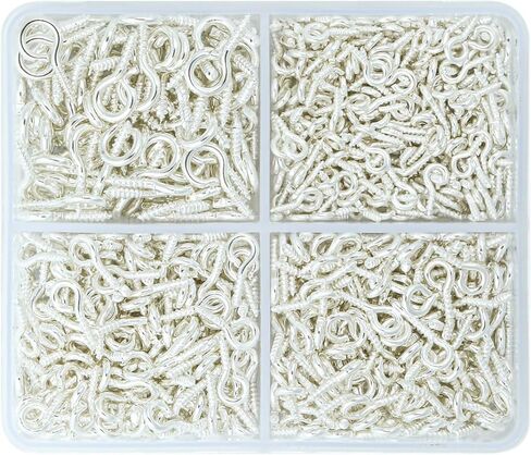 SONGIN 800 Pcs Small Eye Pins for Jewelry Making, Tiny Eye Hooks, Mini Eyelet Screws in 3 Sizes, Mini Screw Eye Pin Pegs for Art Projects, Bead Charms and DIY Crafts (White Silver) in Kuwait