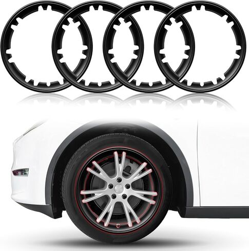 حامي حافة العجلة لطراز Tesla Y Gemini 19 بوصة للعجلات العارية ABS غطاء حافة Hubcaps لحماية السيارة حلقات حواف الإطارات لطراز Tesla Y للملحقات الخارجية (يجب إزالة أغطية العجلات) in Kuwait