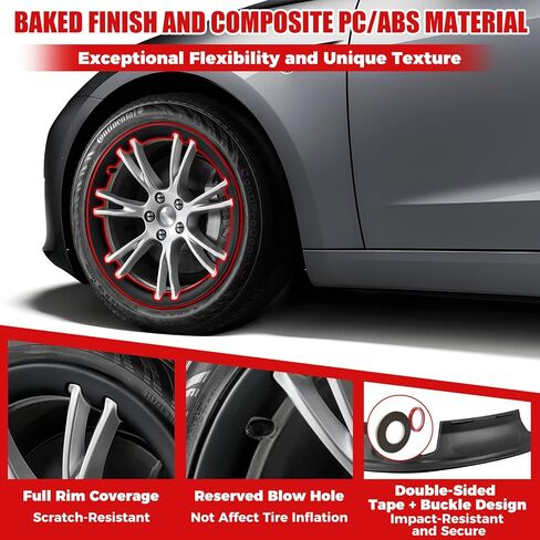حامي حافة العجلة لطراز Tesla Y Gemini 19 بوصة للعجلات العارية ABS غطاء حافة Hubcaps لحماية السيارة حلقات حواف الإطارات لطراز Tesla Y للملحقات الخارجية (يجب إزالة أغطية العجلات) in Kuwait