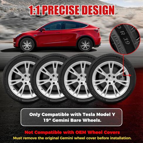 حامي حافة العجلة لطراز Tesla Y Gemini 19 بوصة للعجلات العارية ABS غطاء حافة Hubcaps لحماية السيارة حلقات حواف الإطارات لطراز Tesla Y للملحقات الخارجية (يجب إزالة أغطية العجلات) in Kuwait