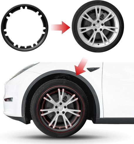 حامي حافة العجلة لطراز Tesla Y Gemini 19 بوصة للعجلات العارية ABS غطاء حافة Hubcaps لحماية السيارة حلقات حواف الإطارات لطراز Tesla Y للملحقات الخارجية (يجب إزالة أغطية العجلات) in Kuwait