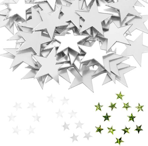 200 Pcs Star Shape Small Mirrors for Crafts, 1x1 Inch Craft Mirrors Mirror Tiles Self Adhesive Fancy Acrylic Mini Mirror Pieces for Crafts Disco Ball Mirror-Tiles for Craft Art Door Wall in Kuwait