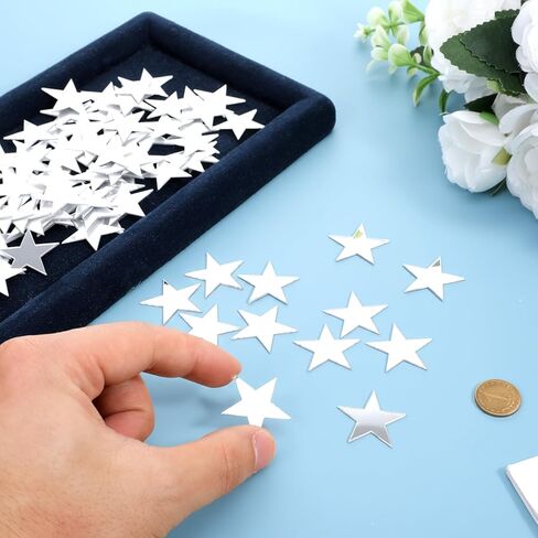 200 Pcs Star Shape Small Mirrors for Crafts, 1x1 Inch Craft Mirrors Mirror Tiles Self Adhesive Fancy Acrylic Mini Mirror Pieces for Crafts Disco Ball Mirror-Tiles for Craft Art Door Wall in Kuwait