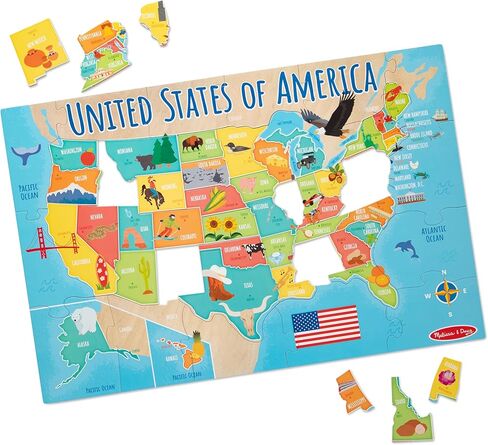 Melissa & Doug USA Map Jumbo Floor Puzzle, 51-Piece Jigsaw Puzzle of The United States, with State Capitals, Over 3 Ft Long, Kids Puzzles for Girls & Boys Ages 6+ in Kuwait