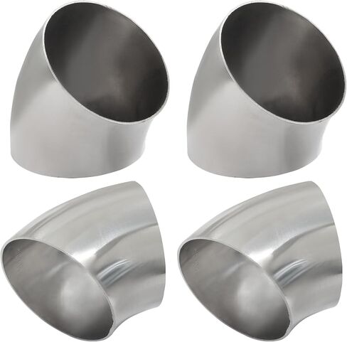 Murtenze 4 Pack OD 2.5 Inch 45 Degree Stainless Steel Bend Tube Exhaust Elbow Pipe for Car Modified Exhaust System 2.5" Piping Silver Tone，Stair Handrail Bend in Kuwait