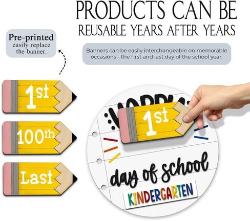 MDPrints 3D First and Last Day School Sign, Reusable Dry Erase 8'' Back to School Signs for Kids, My 1st Day of Preschool Kindergarten Signs (School 203) in Kuwait