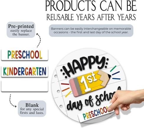 MDPrints 3D First and Last Day School Sign, Reusable Dry Erase 8'' Back to School Signs for Kids, My 1st Day of Preschool Kindergarten Signs (School 203) in Kuwait