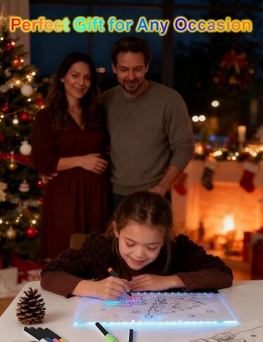 لوحة رسم LED للأطفال، لوحة رسم متوهجة نيون قابلة لإعادة الشحن مقاس 16 بوصة مع 7 علامات و7 ألوان، 6 أوضاع إضاءة تضيء الكمبيوتر اللوحي للمسح الجاف، هدية عيد ميلاد للفتيات والأولاد من سن 3 إلى 12 عامًا in Kuwait
