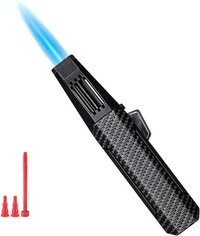 ولاعة DOUBFIVSY Jet Torch البيوتان مع صندوق هدايا، ولاعة بوتان قابلة لإعادة الملء مقاومة للرياح ولاعات لهب قابلة للتعديل لشواء السيجار والشواء والشموع والتخييم وطباخ المطبخ (البوتان غير متضمن) (ألياف الكربون) in Saudi Arabia