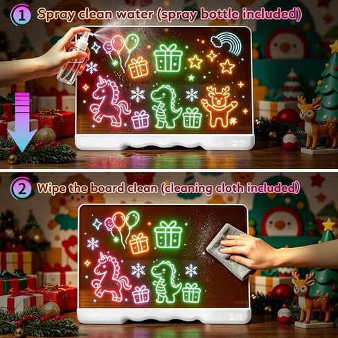 Lifnatty LED Light Up Drawing Board, 16 Inch Rechargeable Acrylic Writing Tablet with 7 Color Modes, Markers and Trace Book, Glowing Message Board for Drawing, Writing, Creative Display & Gifts in Kuwait