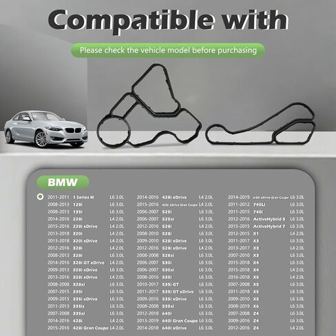 11428637821 زيت المحرك برودة طوقا مجموعة مانعة للتسرب 2.0L 3.0L ل Bmw 128i 135i 228i 320i 328i 328xi 335i 335is 335xi 428i 525i 525xi 528i 528xi 530i 530xi 535i 535xi 640i 740Li 740i X1 X3 X4 X5 X6 Z4 06-19 in Kuwait