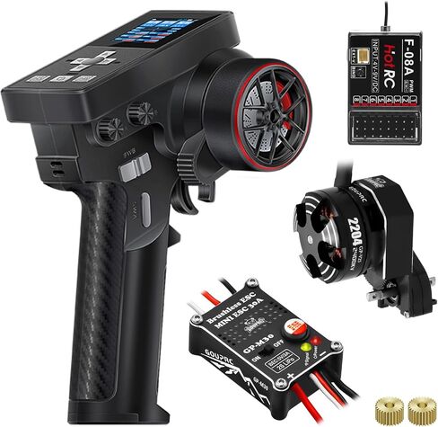 GOUPRC Racing RC Transmitter 8CH 2.4GHz & Receiver with 2204 2400KV Brushless Outrunner Transmission Motor & Uprade 30A Brushless Esc for SCX30 SCX24 Axial RC Car Crawler Car in Kuwait