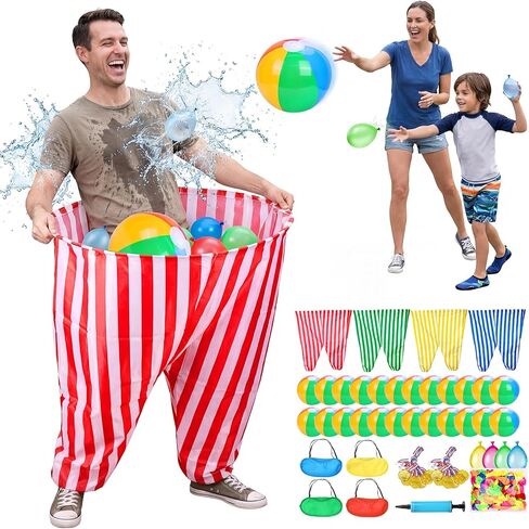 145 PCS Granny Pants Yard Game 4 Pack with 24 Balls, Outdoor Field Day Giant Pants Games for Adults Kids, Outside Carnival Backyard Lawn Brithday Party Family Reunion Big Pants Ball Tossing Games in Saudi Arabia