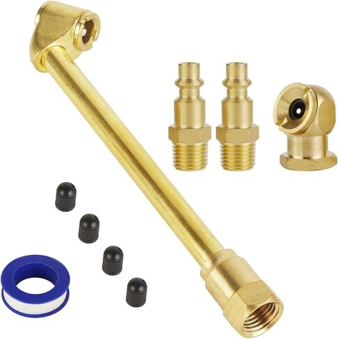 Air Chuck Set for Tire Inflator Gauge and Air Compressor, 1/4" FNPT Dual Head Air Chuck, Closed Ball Tire Chuck, Male Quick Plug Fittings, with Teflon Tape in Kuwait