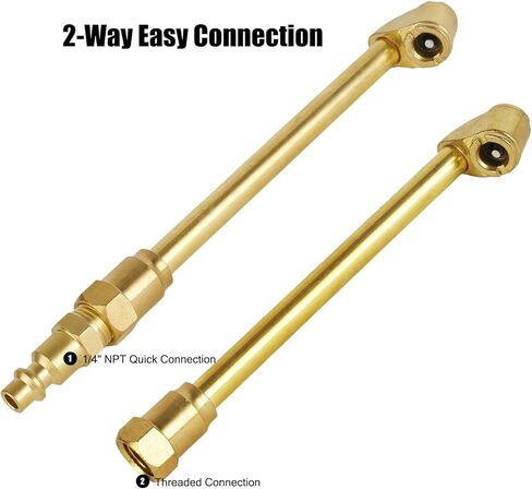 Air Chuck Set for Tire Inflator Gauge and Air Compressor, 1/4" FNPT Dual Head Air Chuck, Closed Ball Tire Chuck, Male Quick Plug Fittings, with Teflon Tape in Kuwait