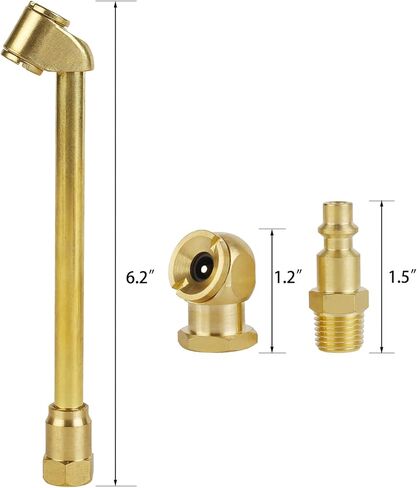 Air Chuck Set for Tire Inflator Gauge and Air Compressor, 1/4" FNPT Dual Head Air Chuck, Closed Ball Tire Chuck, Male Quick Plug Fittings, with Teflon Tape in Kuwait