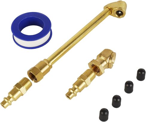 Air Chuck Set for Tire Inflator Gauge and Air Compressor, 1/4" FNPT Dual Head Air Chuck, Closed Ball Tire Chuck, Male Quick Plug Fittings, with Teflon Tape in Kuwait