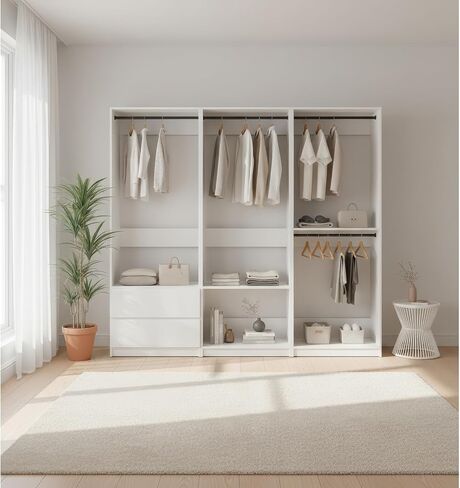 Prosper White Freestanding Walk in Wood Closet System in Kuwait