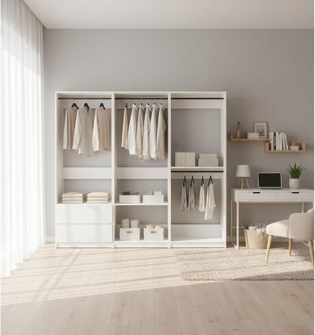 Prosper White Freestanding Walk in Wood Closet System in Kuwait