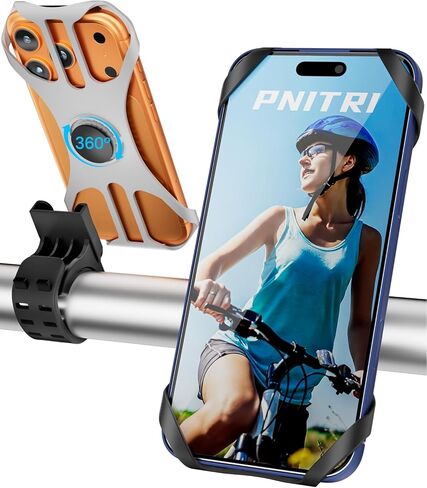 Pnitri 2-Pack حامل هاتف الدراجة، حامل هاتف عالمي للدراجة، حامل هاتف دراجة نارية من السيليكون قابل للفصل لمقود دراجة سكوتر متوافق مع الهواتف الذكية iPhone Samsung 4.2 بوصة - 7 بوصة in Kuwait