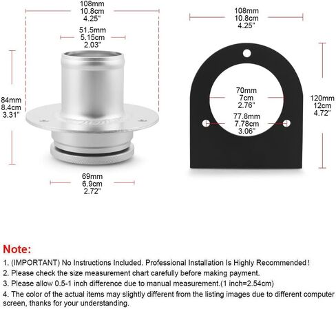 2-inch Billet Aluminum Remote Fuel Tank Filler Neck, Gas Cap, Weld-On Steel Bracket - Straight Neck for 2.00 Inch Filler Hose - Fuel Cell Accessory 17-2530 in Kuwait
