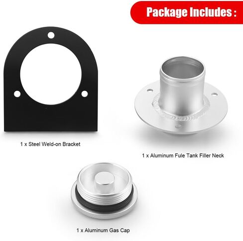 2-inch Billet Aluminum Remote Fuel Tank Filler Neck, Gas Cap, Weld-On Steel Bracket - Straight Neck for 2.00 Inch Filler Hose - Fuel Cell Accessory 17-2530 in Kuwait